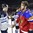 COLOGNE, GERMANY - MAY 21: Russia's Ivan Telegin #7 shakes hands with Finland's Jesse Puljujarvi #39 after a 5-3 win during bronze medal game action at the 2017 IIHF Ice Hockey World Championship. (Photo by Matt Zambonin/HHOF-IIHF Images)